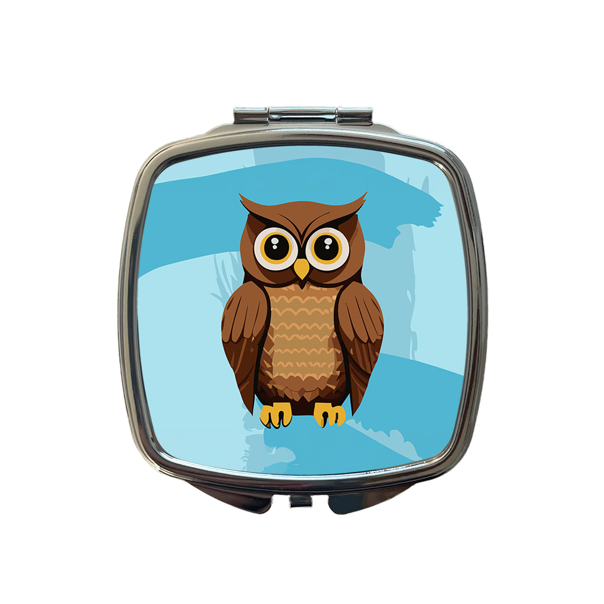 Owl Brown Small Travel Purse Handbag Pocket Makeup Compact Mirror