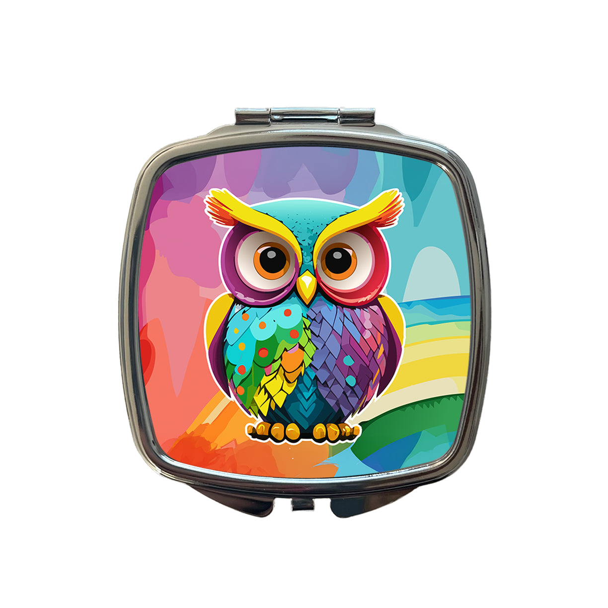 Owl Colorful Small Travel Purse Handbag Pocket Makeup Compact Mirror