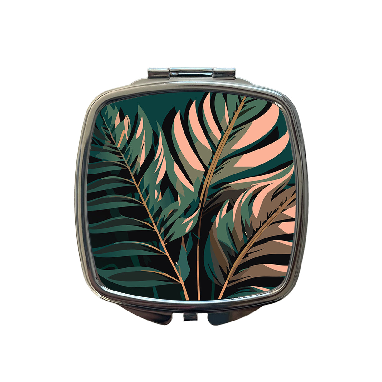 Palm Trees Leaves Fronds Tropical Foliage Small Travel Purse Handbag Pocket Makeup Compact Mirror