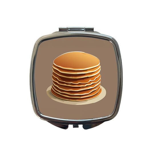 Pancakes Stack Breakfast Brunch Food Small Travel Purse Handbag Pocket Makeup Compact Mirror