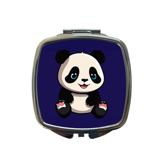 Panda Cute Smiling Small Travel Purse Handbag Pocket Makeup Compact Mirror