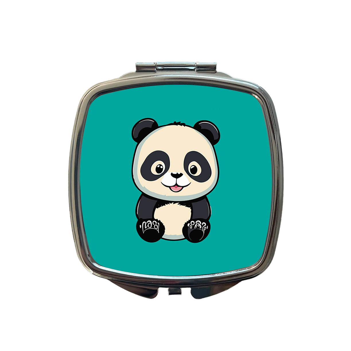 Panda Smiling Sitting Small Travel Purse Handbag Pocket Makeup Compact Mirror