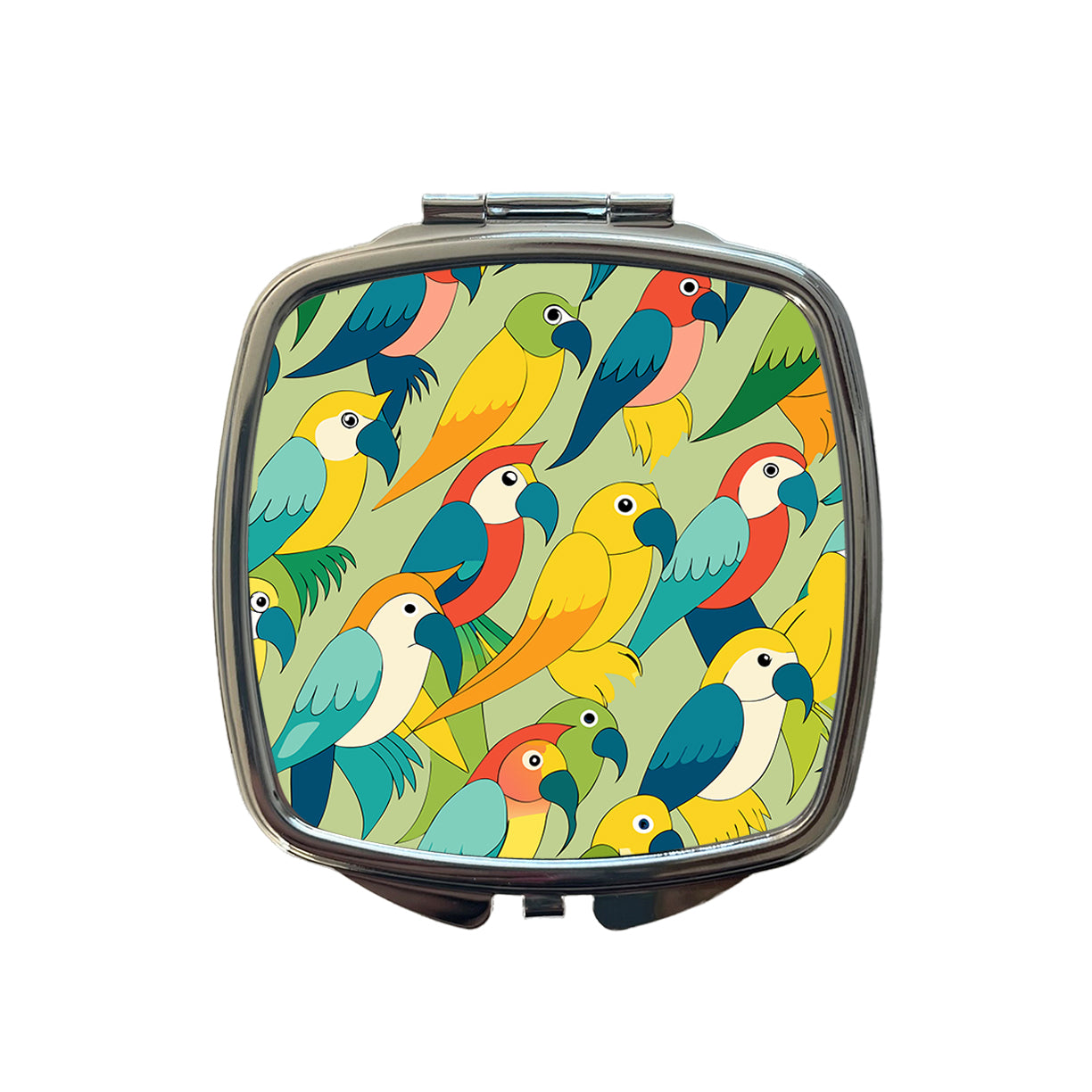 Parrots Pattern Small Travel Purse Handbag Pocket Makeup Compact Mirror