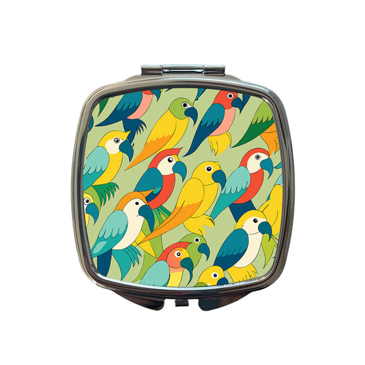 Parrots Pattern Small Travel Purse Handbag Pocket Makeup Compact Mirror