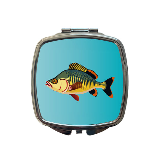 Perch Fish Colorful Fishing Small Travel Purse Handbag Pocket Makeup Compact Mirror