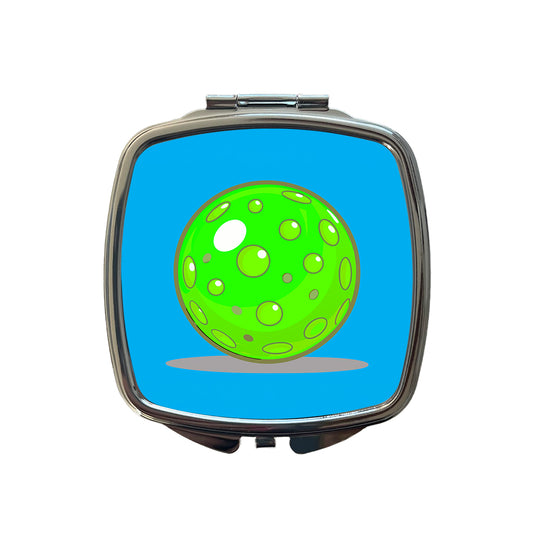 Pickleball Ball Green Small Travel Purse Handbag Pocket Makeup Compact Mirror