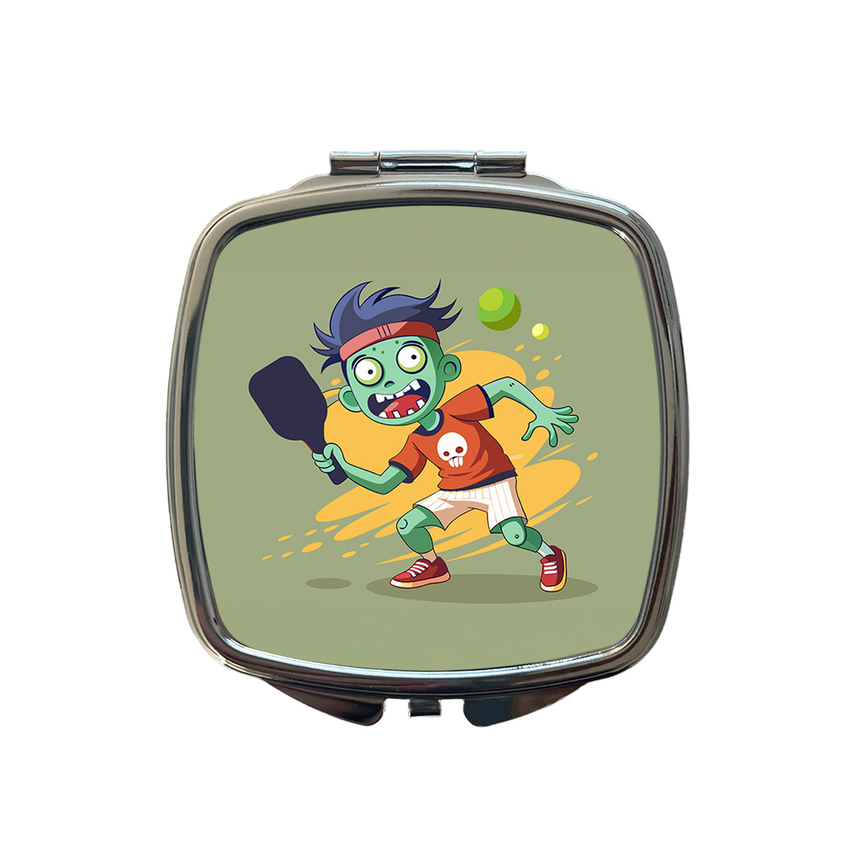 Pickleball Zombie Small Travel Purse Handbag Pocket Makeup Compact Mirror