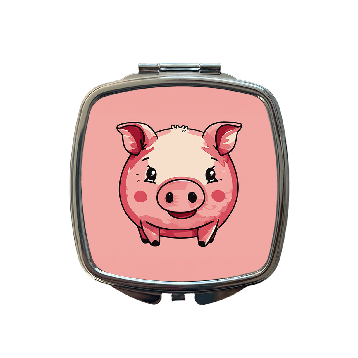 Pig Smiling Standing Small Travel Purse Handbag Pocket Makeup Compact Mirror
