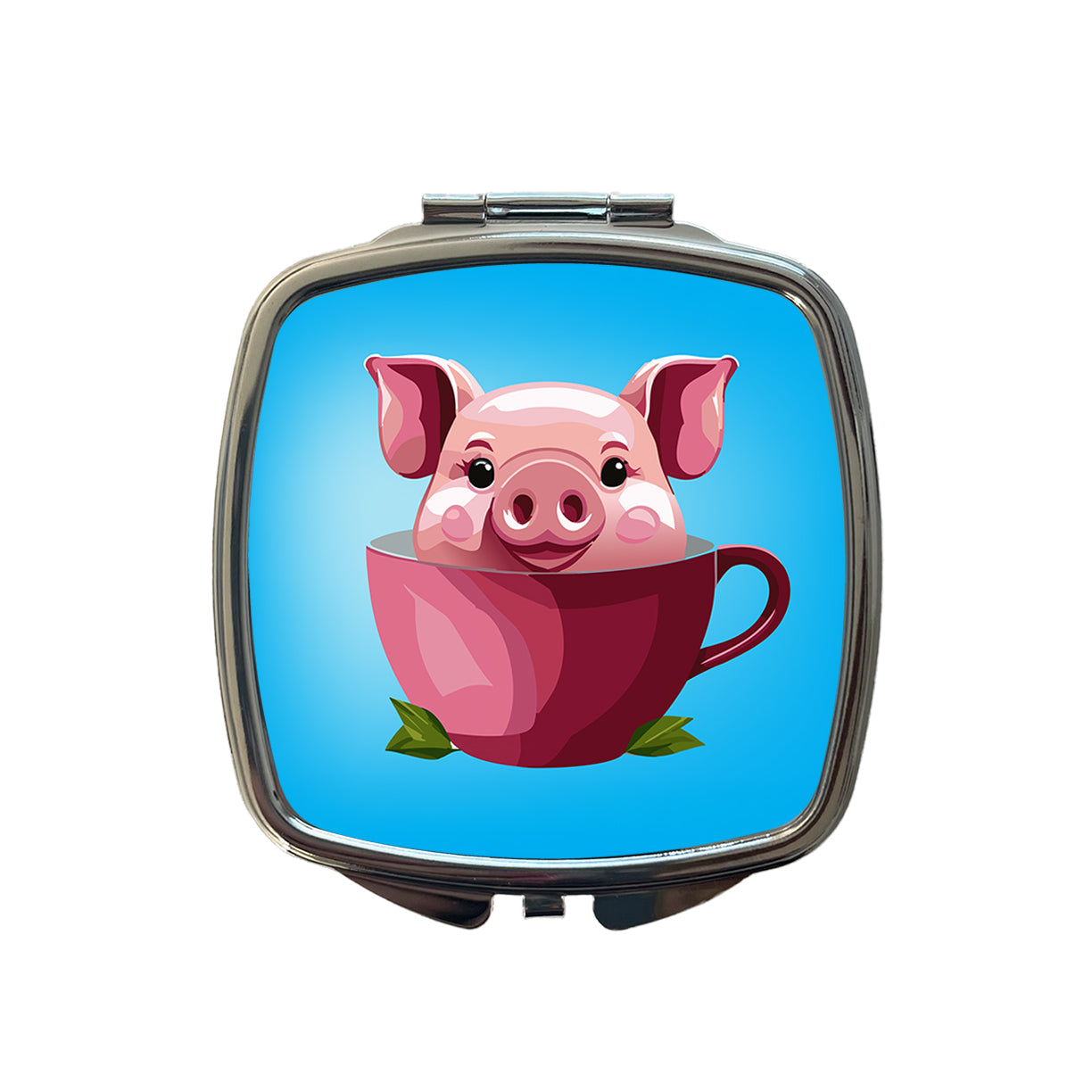 Pig Teacup Small Travel Purse Handbag Pocket Makeup Compact Mirror