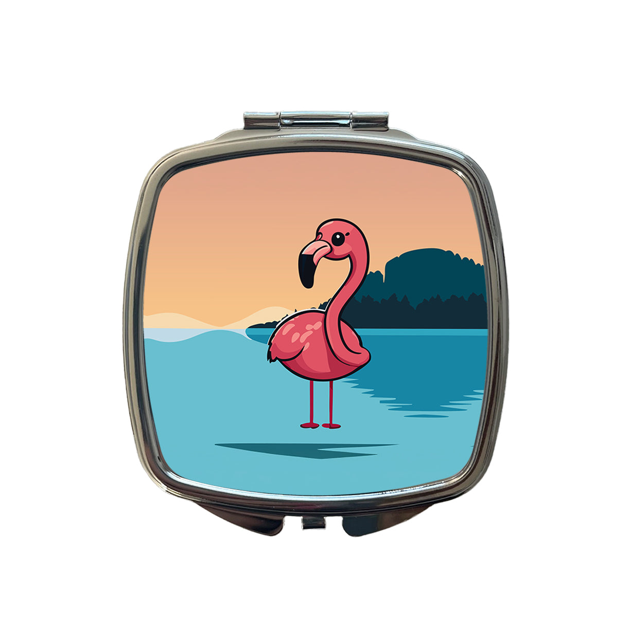 Pink Flamingo Sweet Small Travel Purse Handbag Pocket Makeup Compact Mirror