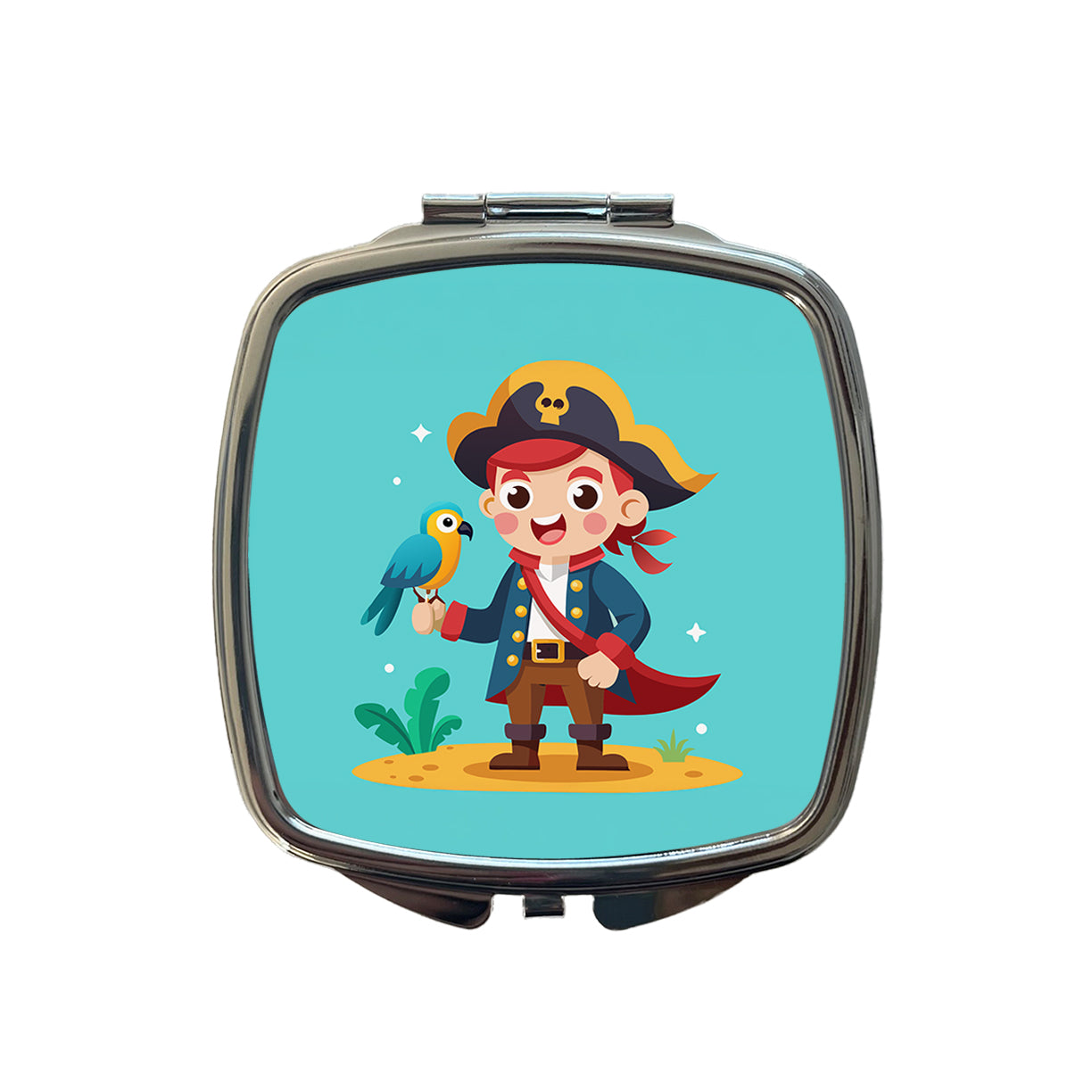 Pirate with Parrot Cute Small Travel Purse Handbag Pocket Makeup Compact Mirror