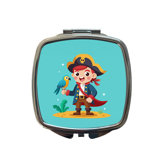Pirate with Parrot Cute Small Travel Purse Handbag Pocket Makeup Compact Mirror