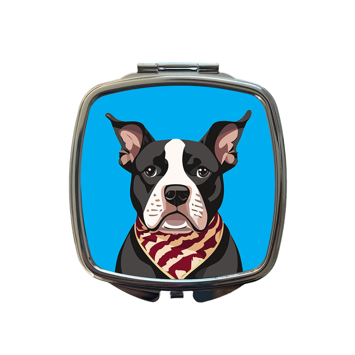 Pit Bull Dog Wearing Bandana Small Travel Purse Handbag Pocket Makeup Compact Mirror