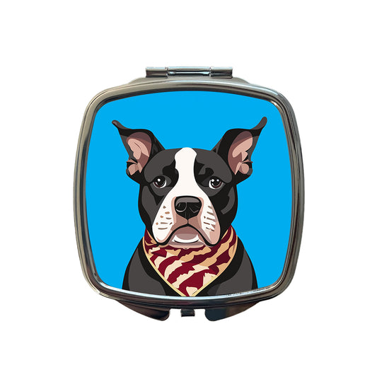 Pit Bull Dog Wearing Bandana Small Travel Purse Handbag Pocket Makeup Compact Mirror