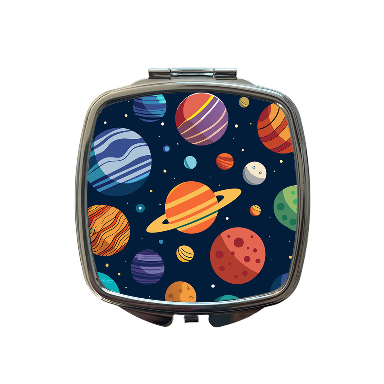 Planets Colorful Pattern Small Travel Purse Handbag Pocket Makeup Compact Mirror