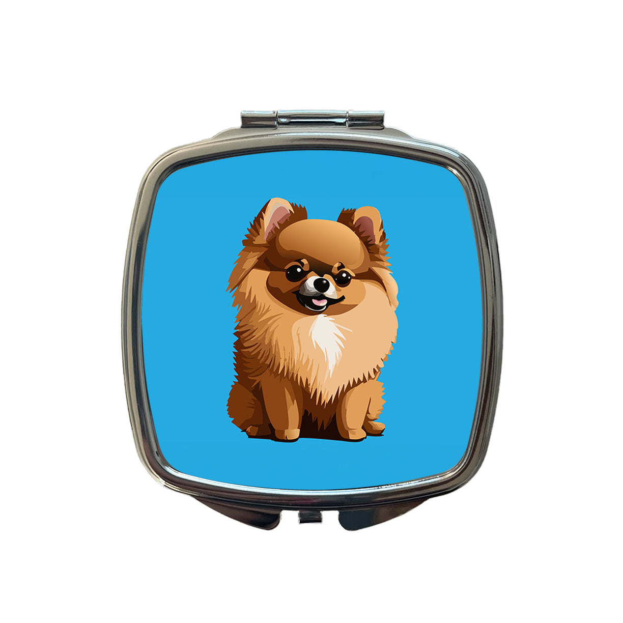 Pomeranian Dog Sitting Small Travel Purse Handbag Pocket Makeup Compact Mirror