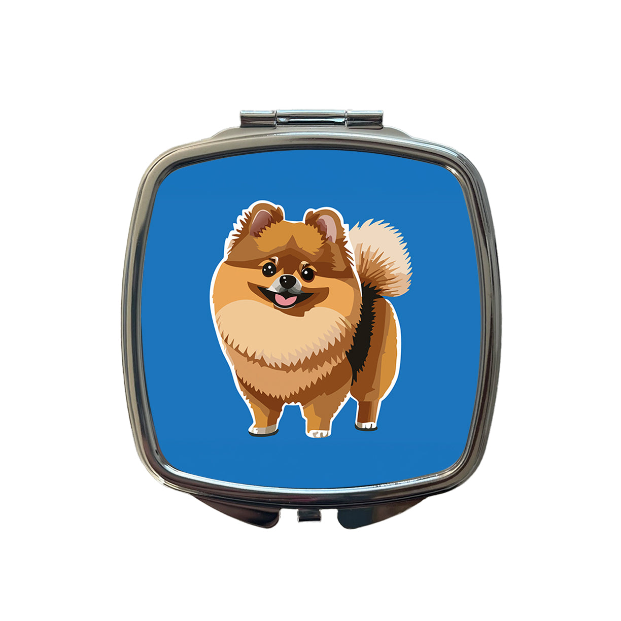 Pomeranian Dog Standing Small Travel Purse Handbag Pocket Makeup Compact Mirror