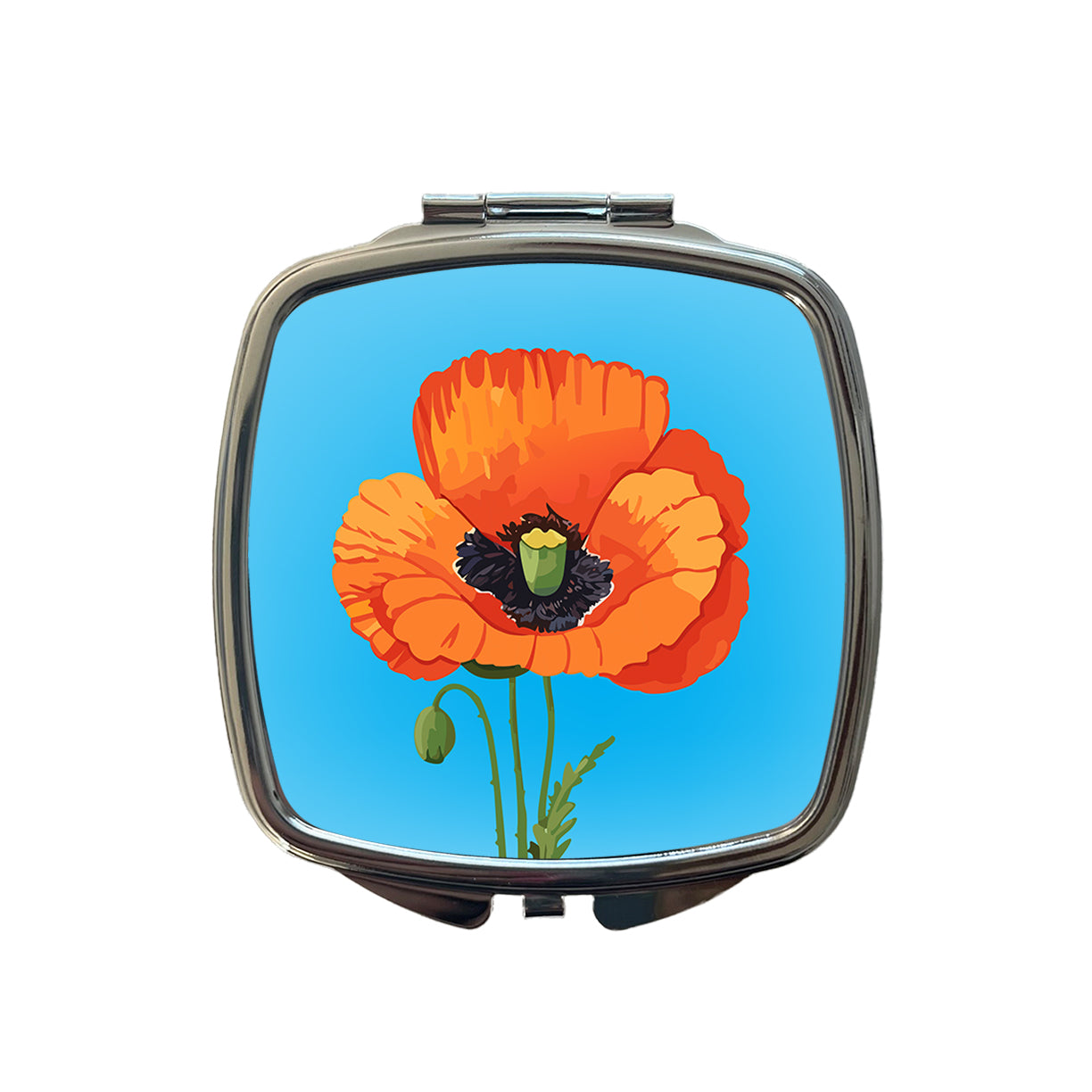 Poppy Flower Orange Small Travel Purse Handbag Pocket Makeup Compact Mirror