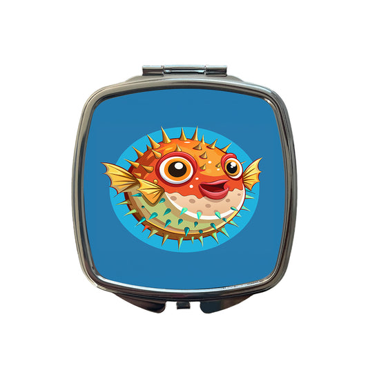 Pufferfish Cute Small Travel Purse Handbag Pocket Makeup Compact Mirror