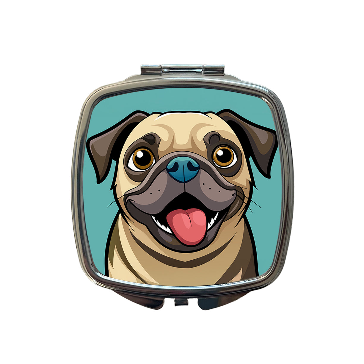 Pug Cute Sticking out Tongue Small Travel Purse Handbag Pocket Makeup Compact Mirror