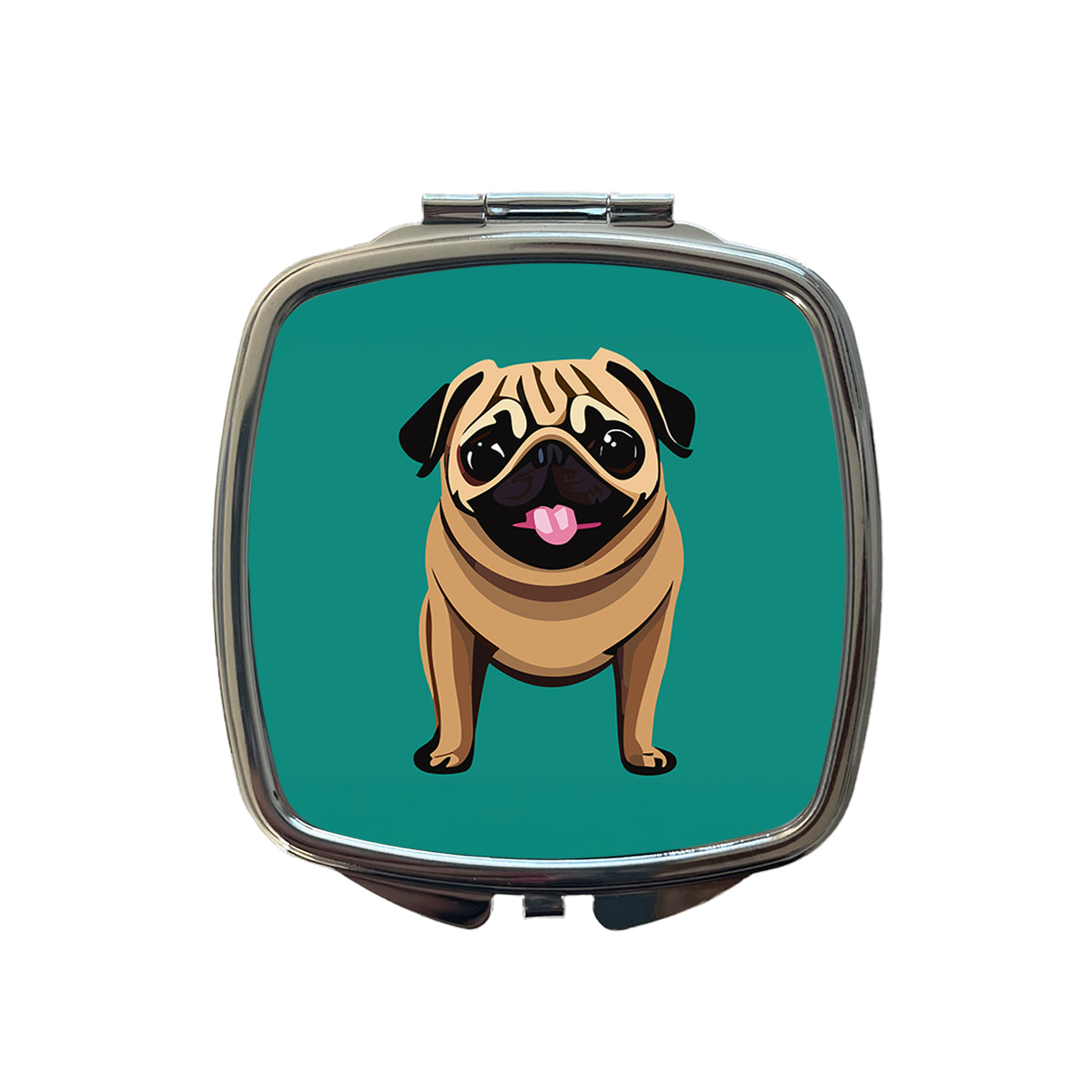 Pug Sticking Out Tongue Dog Small Travel Purse Handbag Pocket Makeup Compact Mirror