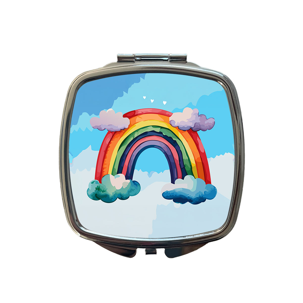 Rainbow and Clouds Watercolor Small Travel Purse Handbag Pocket Makeup Compact Mirror