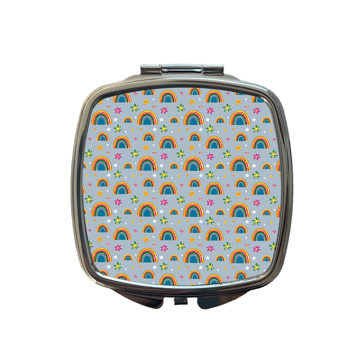 Rainbows and Stars Pattern Small Travel Purse Handbag Pocket Makeup Compact Mirror