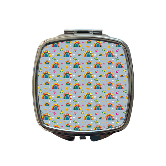 Rainbows and Stars Pattern Small Travel Purse Handbag Pocket Makeup Compact Mirror