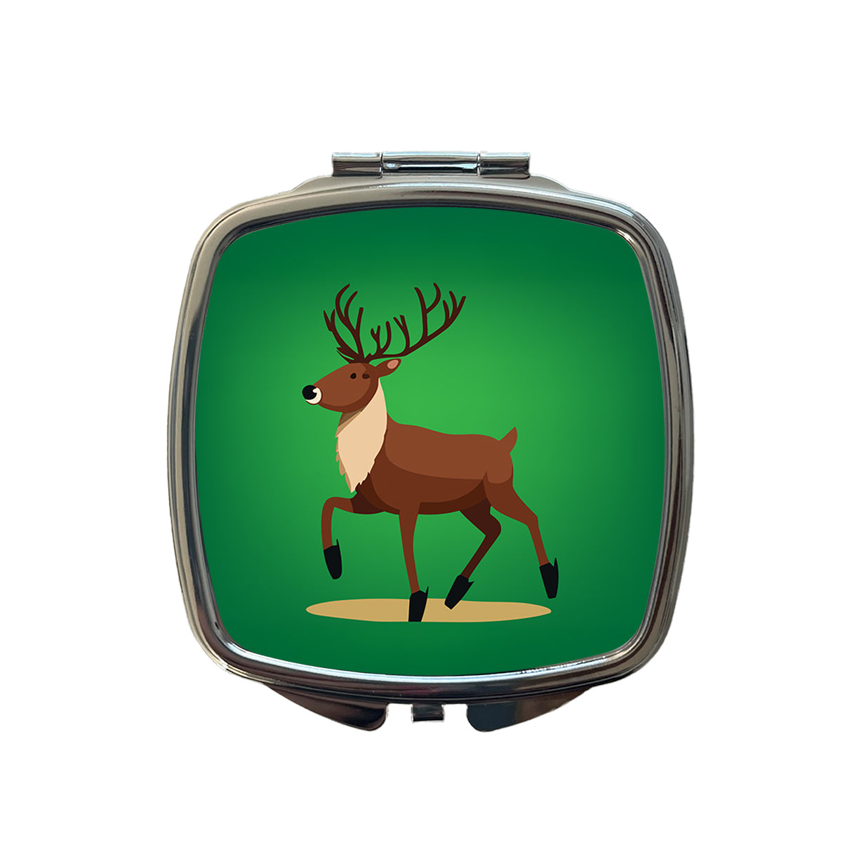 Reindeer Prancing Christmas Small Travel Purse Handbag Pocket Makeup Compact Mirror