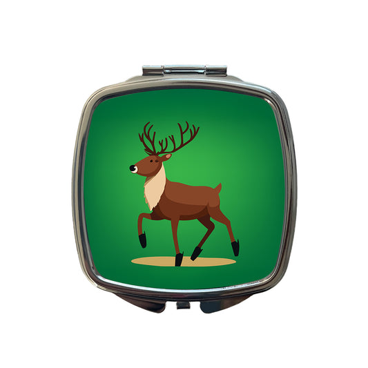 Reindeer Prancing Christmas Small Travel Purse Handbag Pocket Makeup Compact Mirror