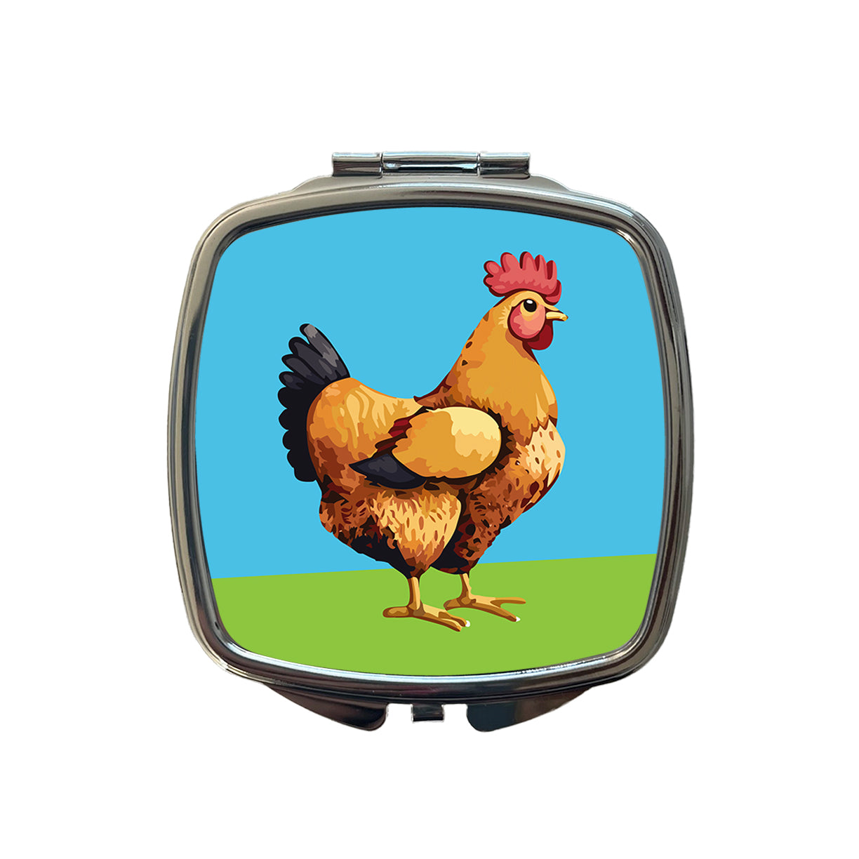 Rooster Chicken Profile Small Travel Purse Handbag Pocket Makeup Compact Mirror
