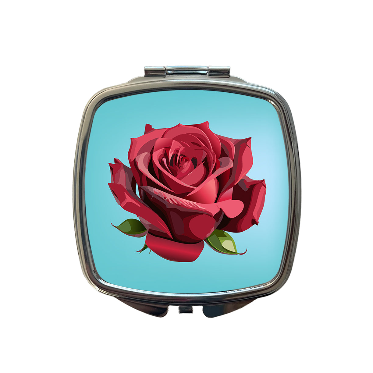 Rose Red Flower Small Travel Purse Handbag Pocket Makeup Compact Mirror