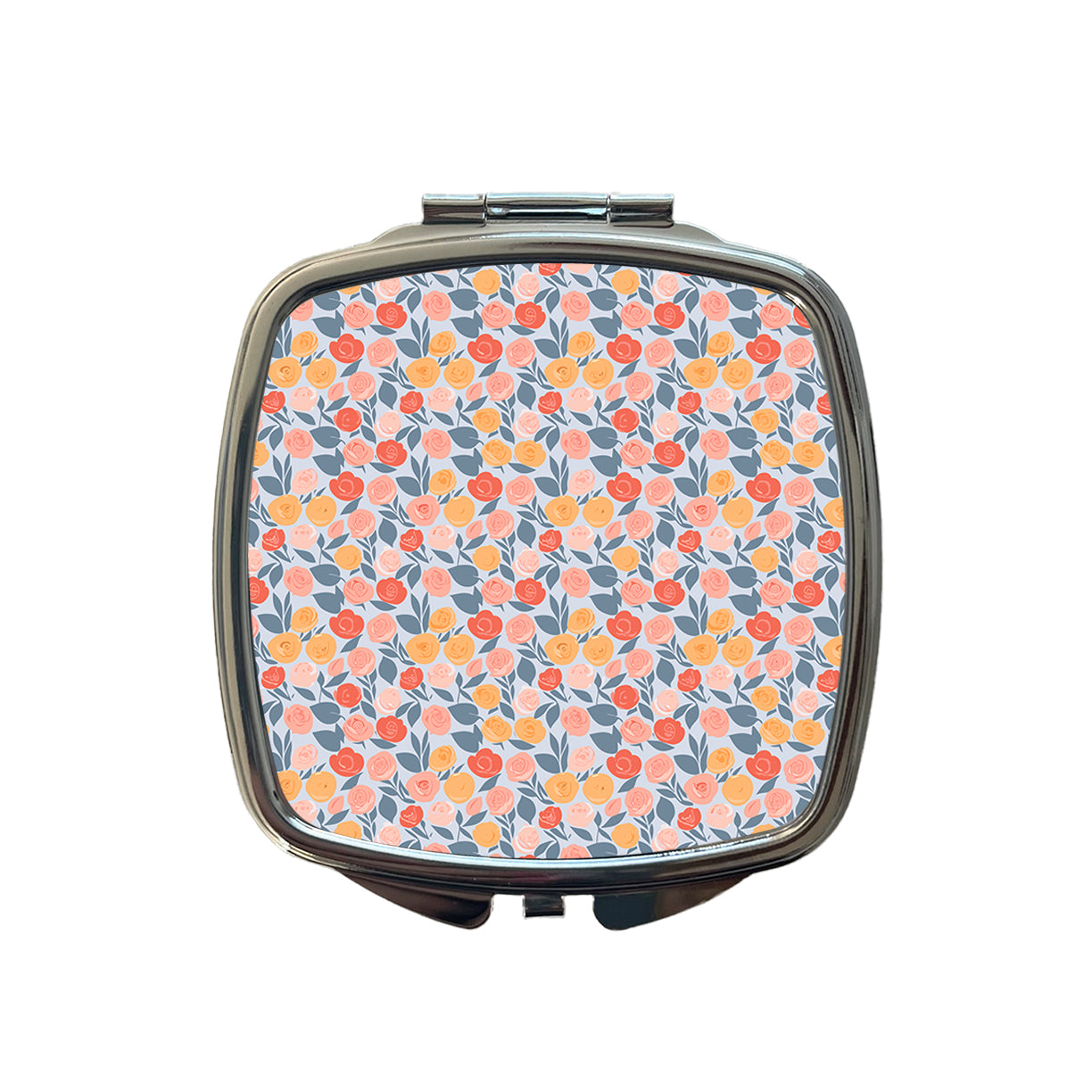 Roses Floral Flowers Muted Pattern Small Travel Purse Handbag Pocket Makeup Compact Mirror
