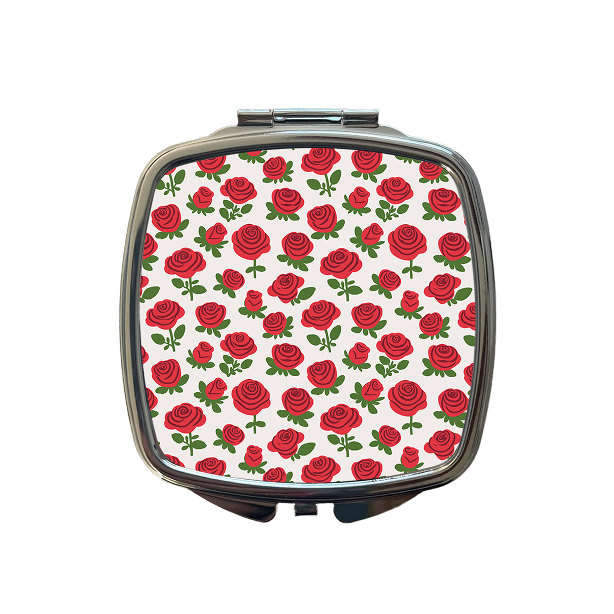 Roses Flowers Red Cute Pattern Small Travel Purse Handbag Pocket Makeup Compact Mirror