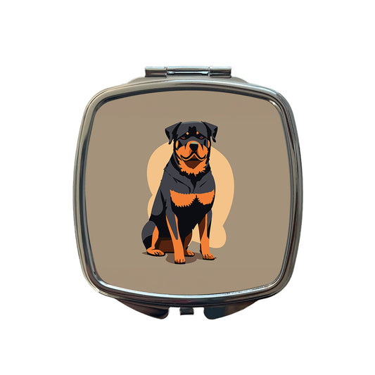 Rottweiler Dog Sitting Small Travel Purse Handbag Pocket Makeup Compact Mirror