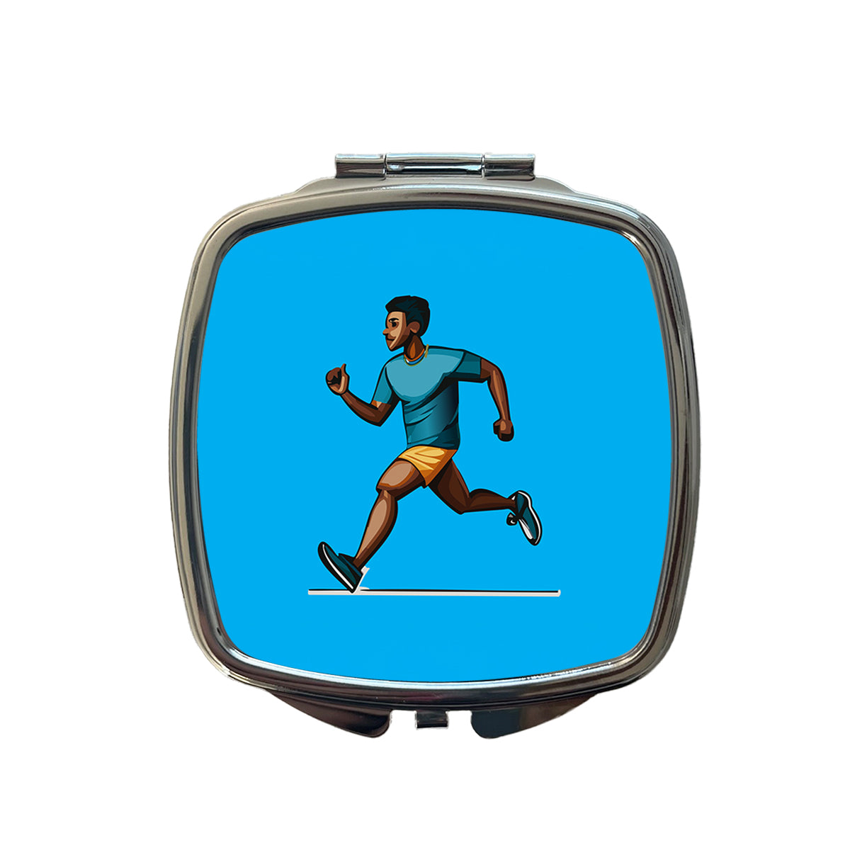 Running Jogging Man Exercise Small Travel Purse Handbag Pocket Makeup Compact Mirror