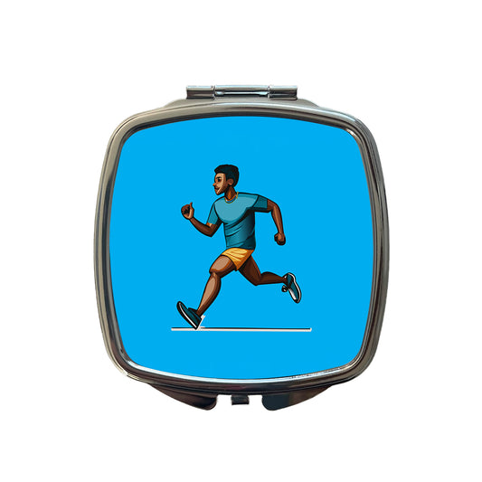 Running Jogging Man Exercise Small Travel Purse Handbag Pocket Makeup Compact Mirror