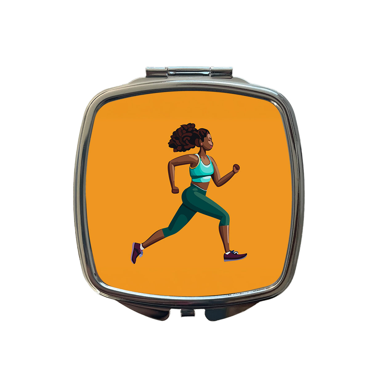 Running Jogging Woman Exercise Small Travel Purse Handbag Pocket Makeup Compact Mirror