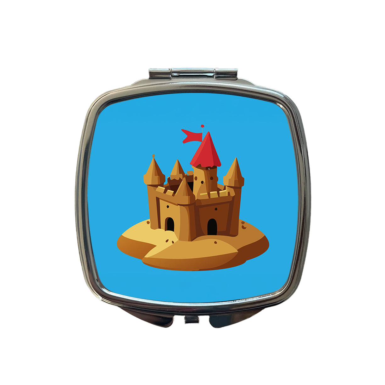Sand Castle Beach Small Travel Purse Handbag Pocket Makeup Compact Mirror