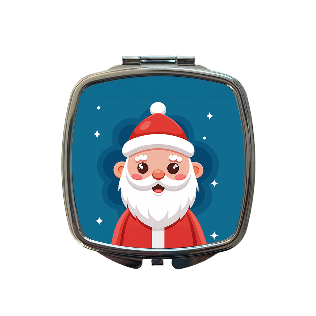 Santa Cute Xmas Christmas Small Travel Purse Handbag Pocket Makeup Compact Mirror