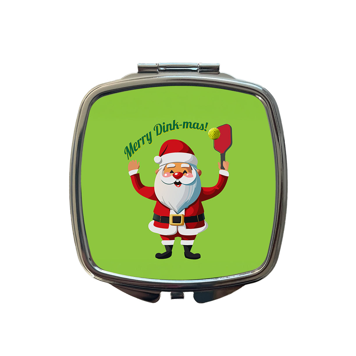 Santa Playing Pickleball Funny Merry Dink-mas Christmas Small Travel Purse Handbag Pocket Makeup Compact Mirror