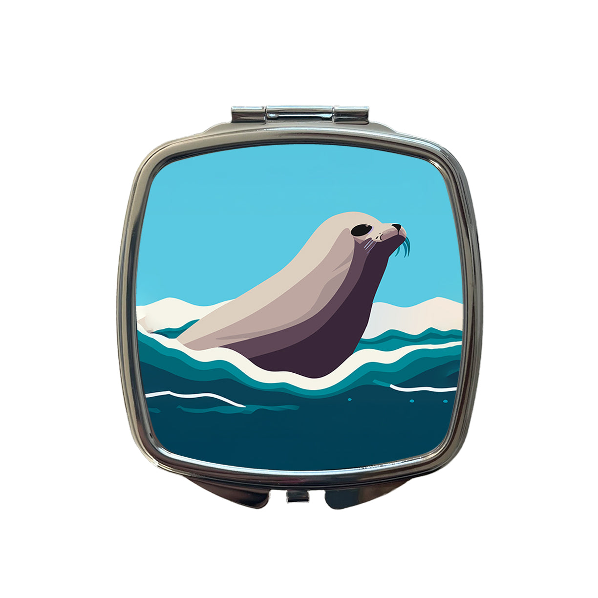 Seal Swimming in Ocean Sea Small Travel Purse Handbag Pocket Makeup Compact Mirror