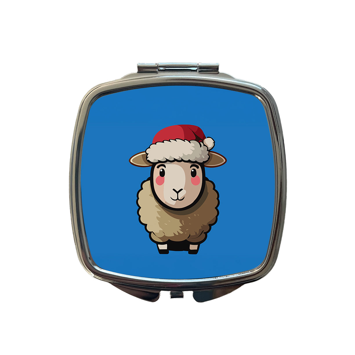 Sheep Christmas Santa Hat Small Travel Purse Handbag Pocket Makeup Compact Mirror