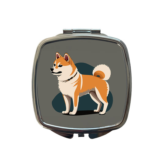 Shiba Inu Dog Standing Small Travel Purse Handbag Pocket Makeup Compact Mirror