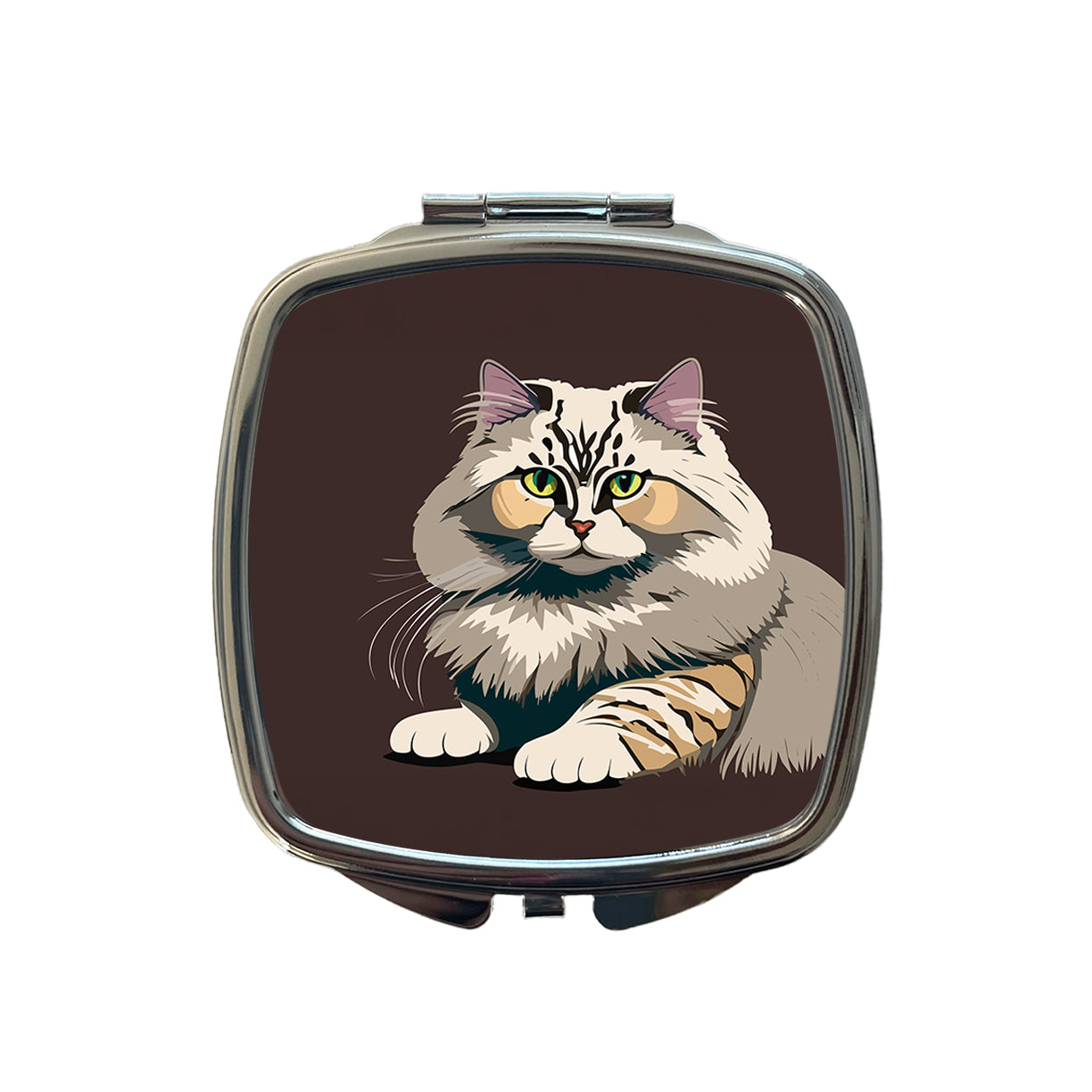 Siberian Cat Crouched Small Travel Purse Handbag Pocket Makeup Compact Mirror