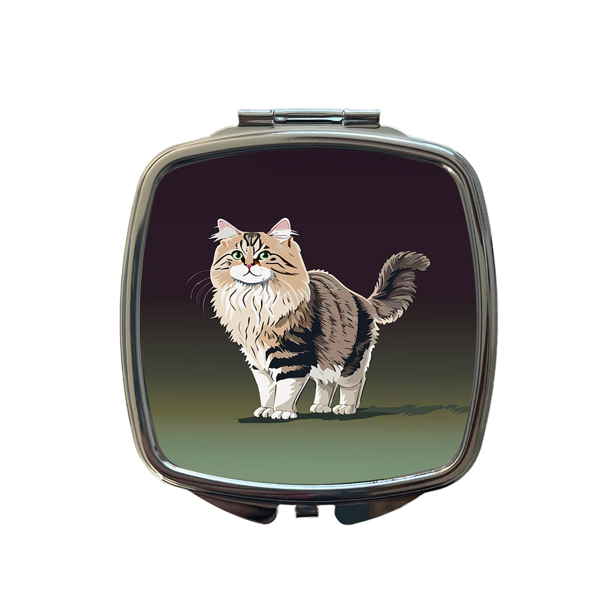 Siberian Cat Standing Small Travel Purse Handbag Pocket Makeup Compact Mirror