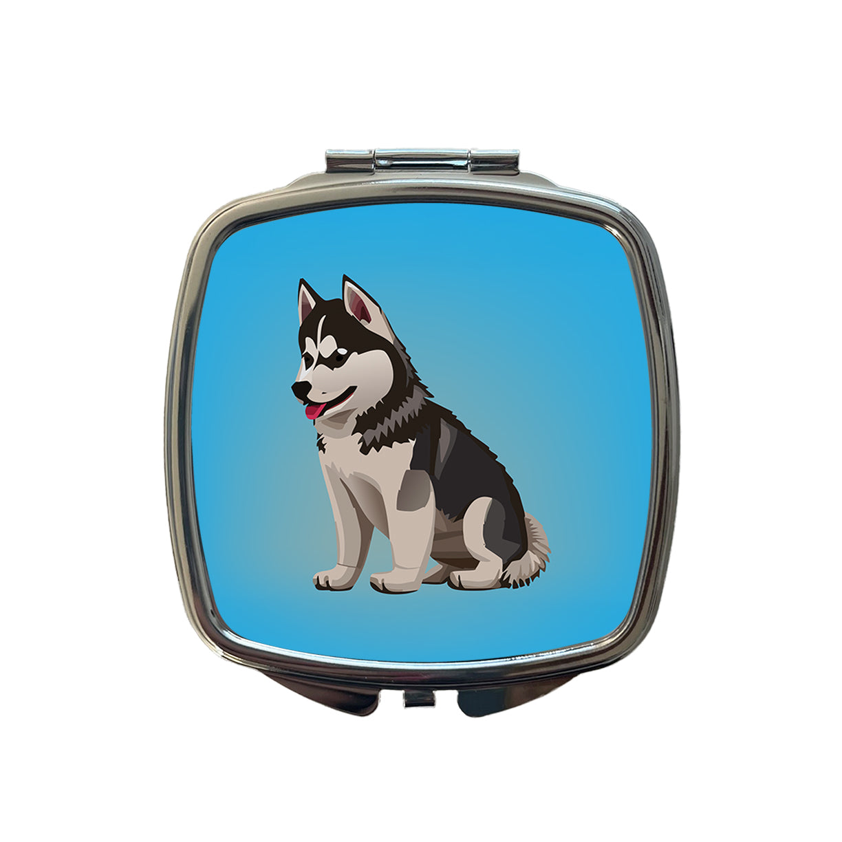 Siberian Husky Dog Sitting Small Travel Purse Handbag Pocket Makeup Compact Mirror