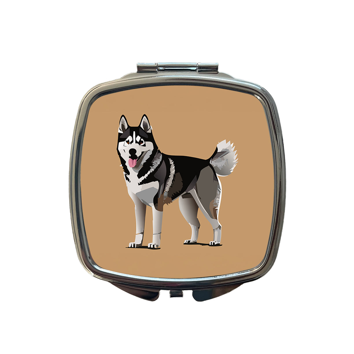 Siberian Husky Dog Standing Small Travel Purse Handbag Pocket Makeup Compact Mirror