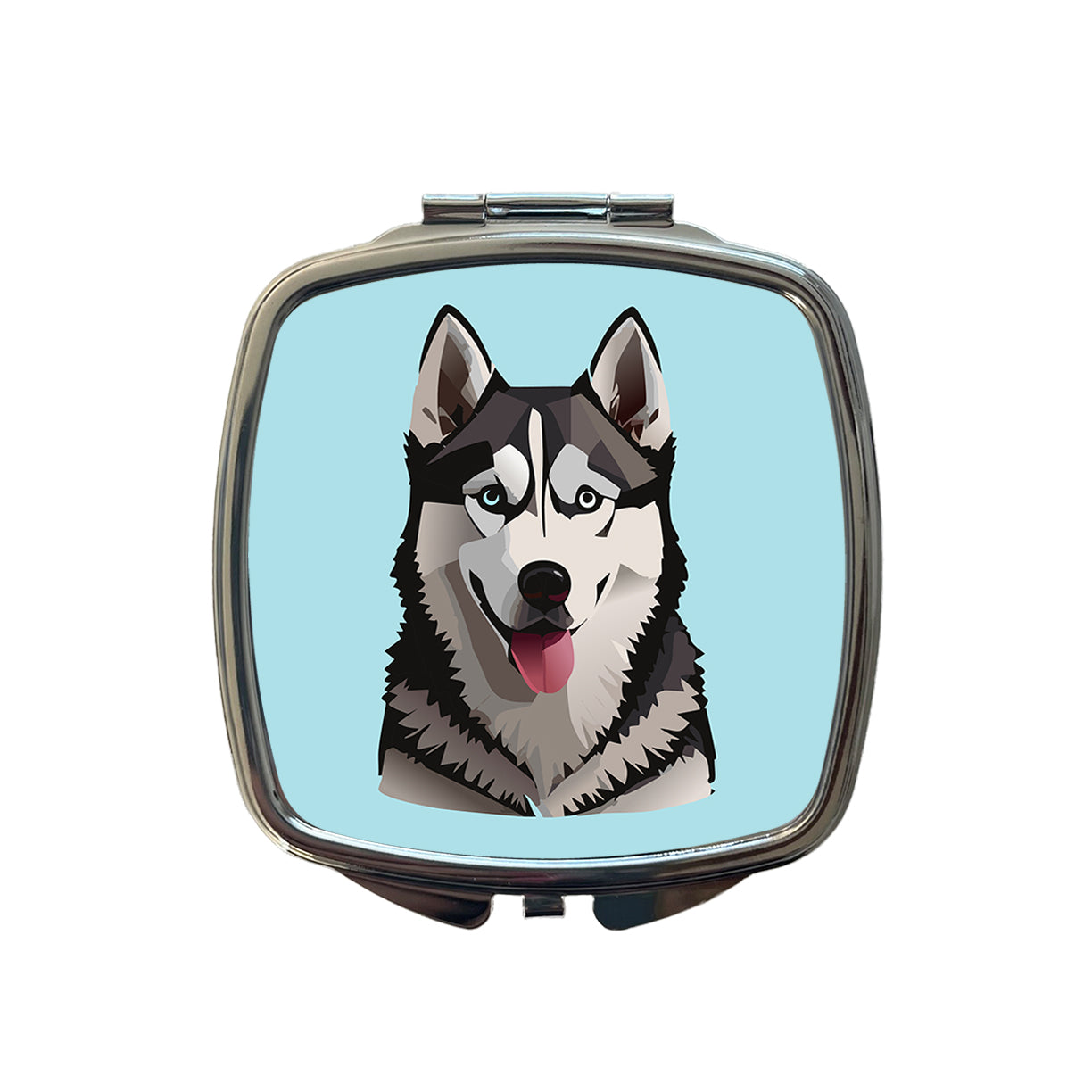 Siberian Husky Dog Tongue Out Small Travel Purse Handbag Pocket Makeup Compact Mirror