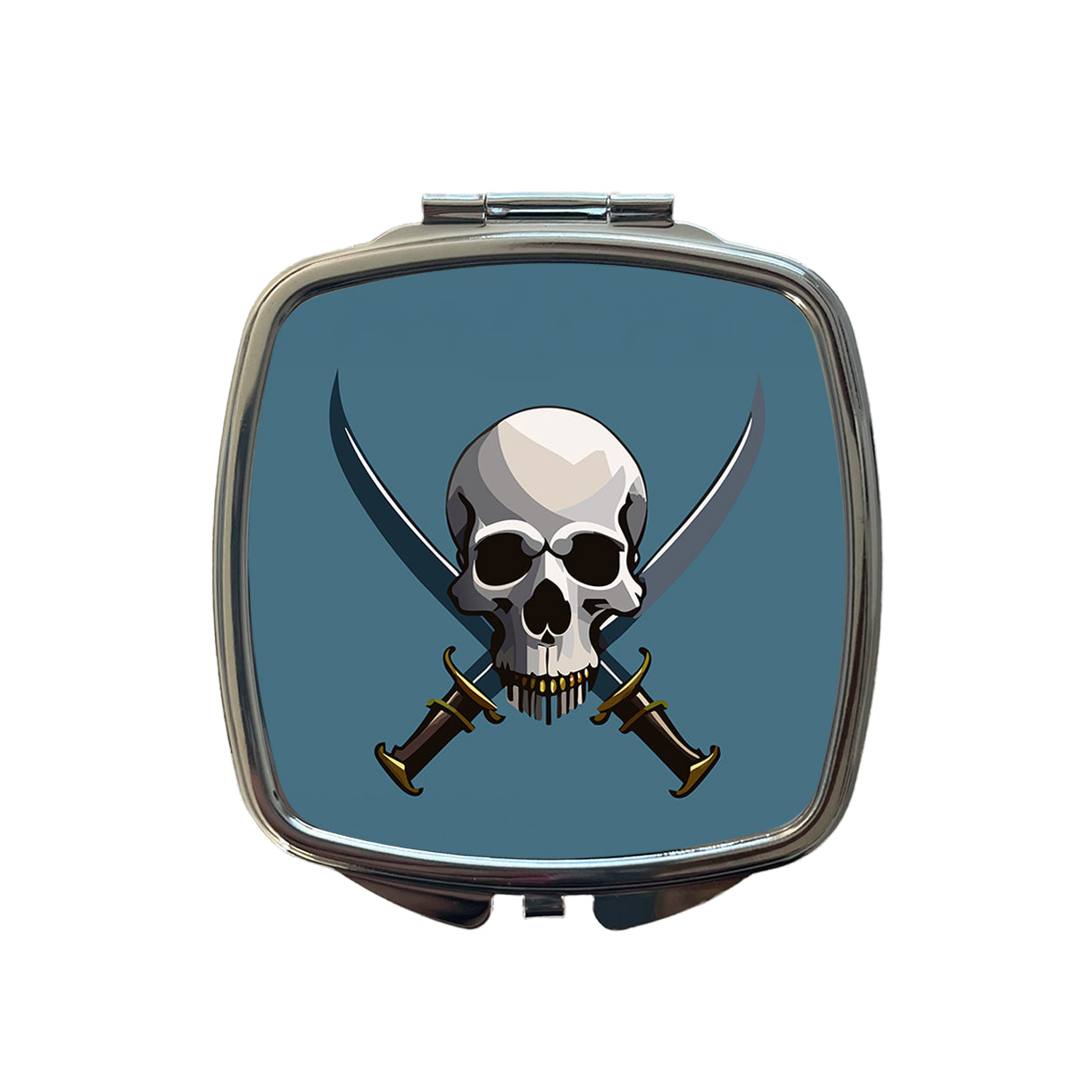 Skull Pirate Crossed Swords Small Travel Purse Handbag Pocket Makeup Compact Mirror